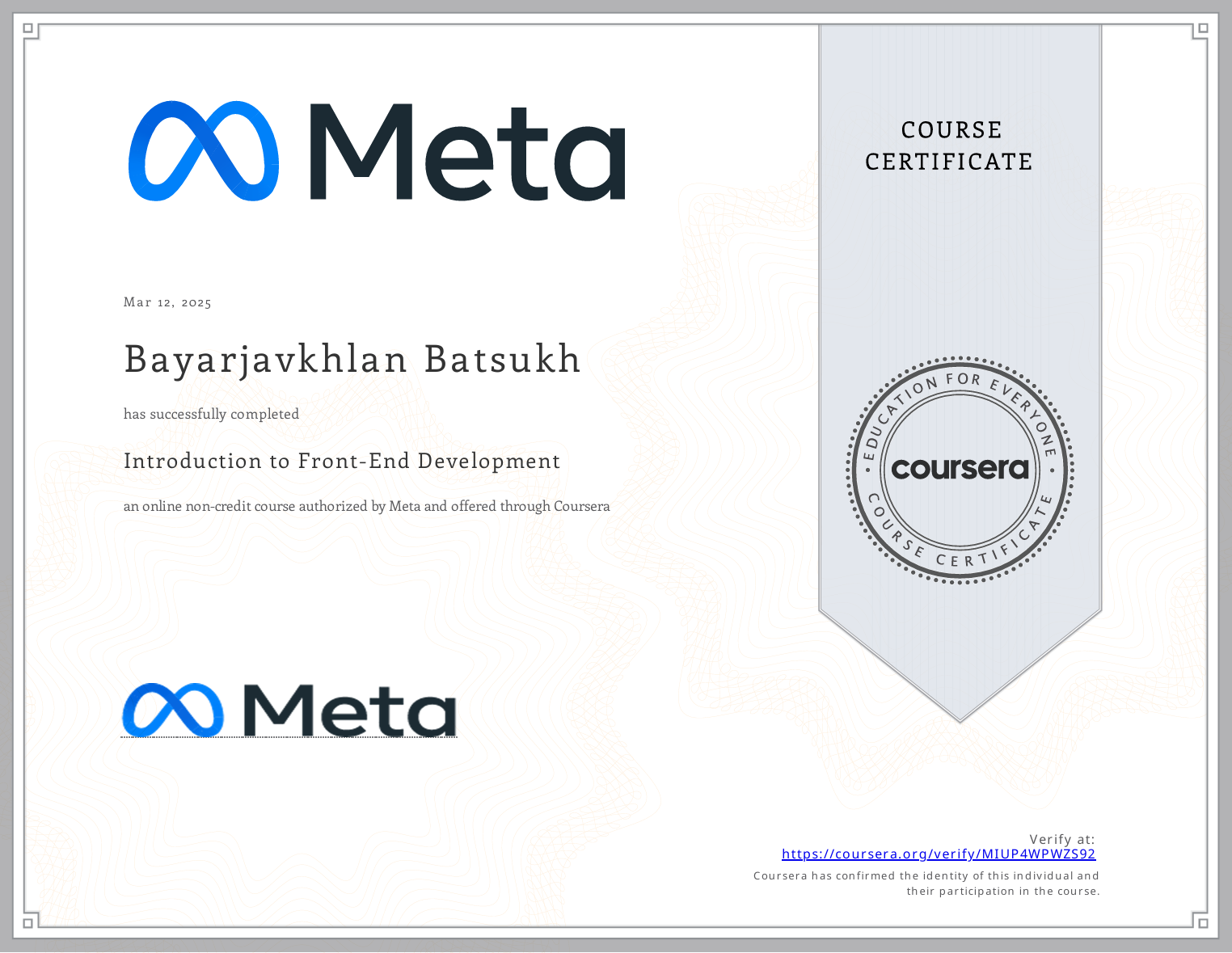 Meta Front-End Developer